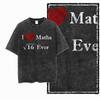 2026 Hot Sale Math Graphic Washed Distress T-Shirt Men Women High Street Graphic Tee Vintage Men's Tshirt Retro Streetwear Tee Shirt Short Sleeve Top