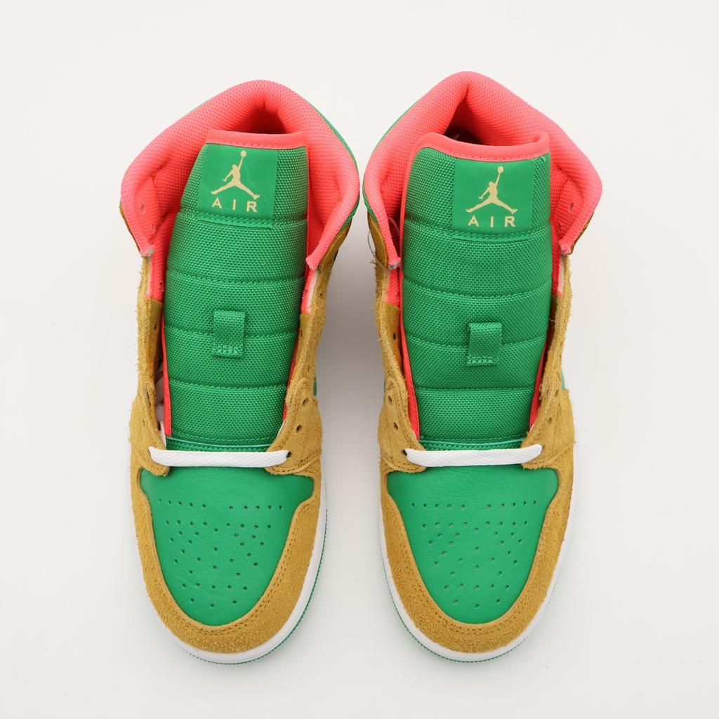 DX4332-700 Nike Air Jordan 1 Mid Wheat Water Melon Chutney Lucky Green (Men's)