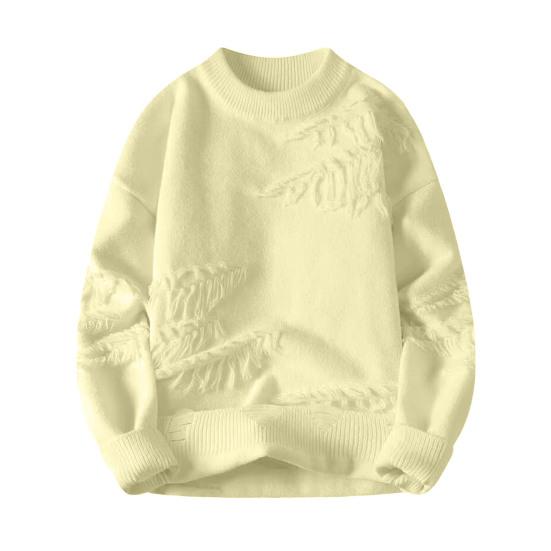 Men Winter Sweater Irregular Ripped Design Round Neck Knitted Loose Long Sleeves Thick Sport Daily Wear Sweater