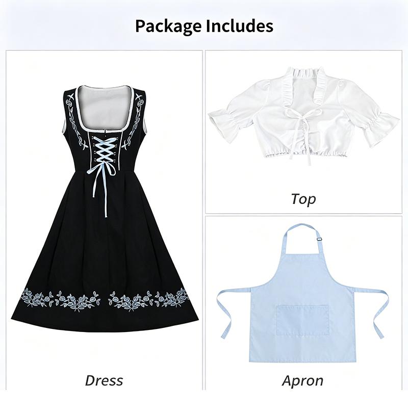 

Women s Oktoberfest Dirndl Dress, Bavarian Beer Festival Costume with Apron & Blouse for Halloween & Themed Parties XS синий