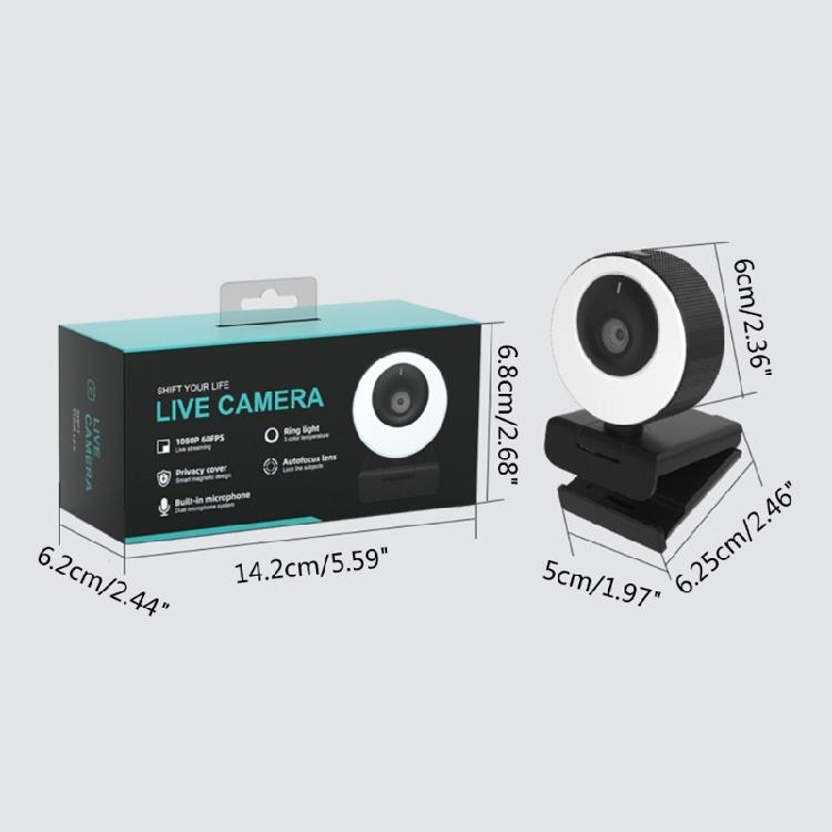 1080P Webcam with Microphone AutoFocus Adjustable Brightness USB Streaming