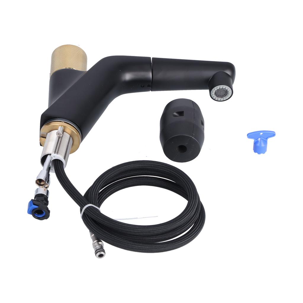 G1/2 Pull Out Faucet 360 Degree Rotation Push Type Cold Hot Water Mixer Tap for Bathroom