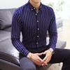 Gestreept Shirt Heren Shirt Lange Mouw Mode Jeugd Student Slim Shirt