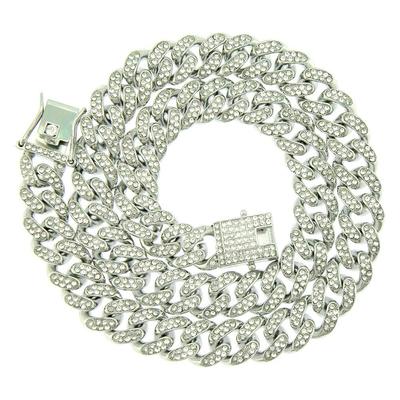 Halskette für Kette Platin Kubanische Kette Dick Kihei CZ Zirkonia Breite Hip Street Style Männer, Nur, Plattiert, Nur, Halskette, Halskette, 12mm,