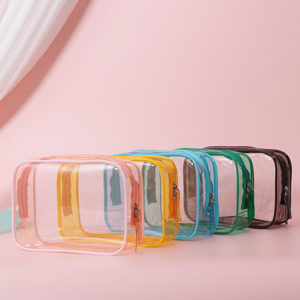 Kawaii Cute Transparent Cosmetic Bag Large Capacity Portable Travel Cosmetic Organizer New Clear Pencil Case Makeup Storage Bag