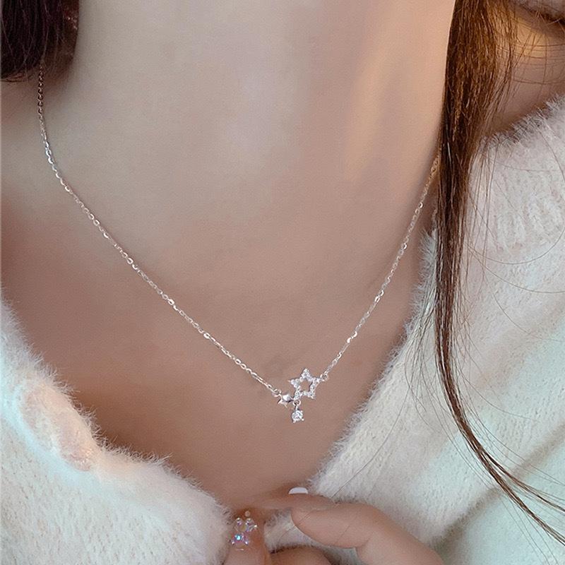 Necklace Women'S Diamond Pentagram Strength Chain Women'S Light Luxury Premium Versatile Temperament Clavicle Chain
