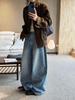 Louvre Spring Korean Retro Distressed Curved-Leg Jeans for Women