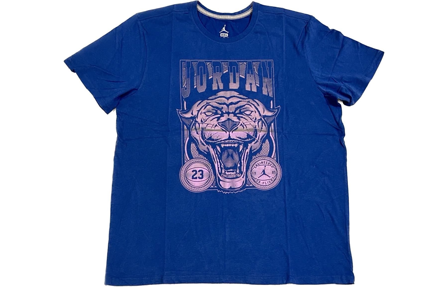 Jordan T Shirts Men s Blue Crew Neck Moderate Straight Fit 677891-442 3XL