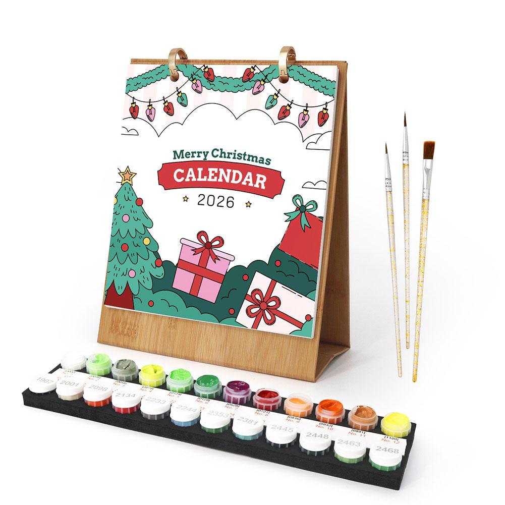 2026 Desk Calendar Paint By Numbers Creative Ornament Hand Drawn Gift Commemorative Value For Family And Friend