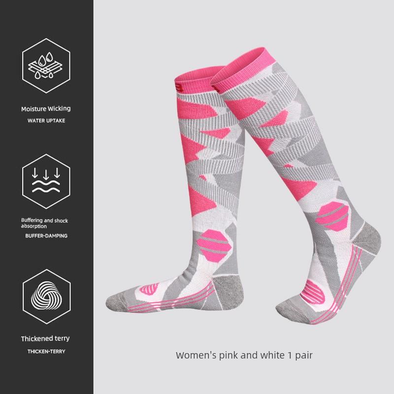 Winter Professional Ski Socks, Thickeneded, Warm, Non-Slip, Long Socks, Outdoor Mountaineering Sports Socks, Compression Calf Socks for Women