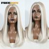 FREEDOM Hair Synthetic Lace Front Wigs For Black Women Straight Bob Wigs 22 inch Easy Wear Ombre Brown Blonde Wig Cosplay Wig