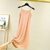 Women's summer simulated silk thin large size solid color nightdress thin sleeveless pregnant women's belly cover dress can be worn outside
