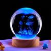 3D Laser Engraved Crystal Ball Night Light - Underwater World Design, Perfect for Classmates & Best Friends' Birthdays