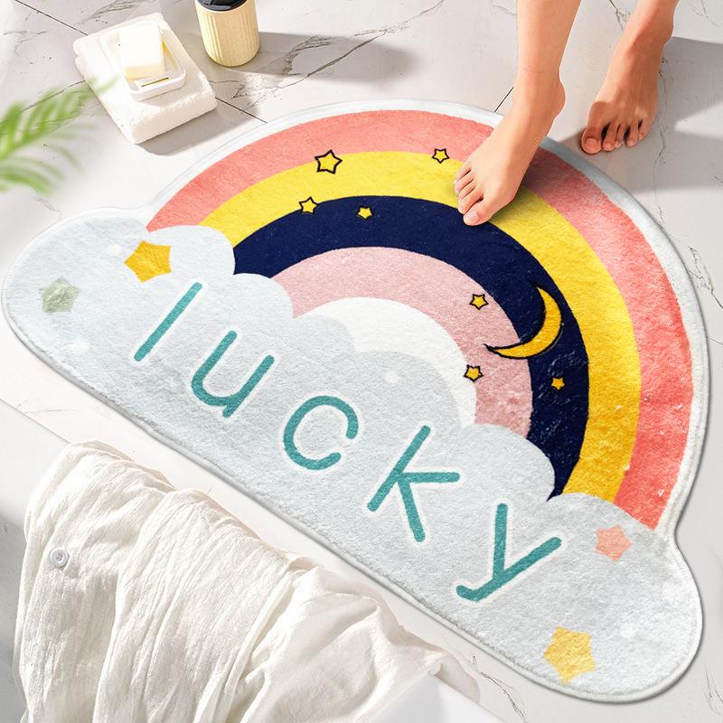 

Rainbow Non-Slip Water-Absorbent Semicircle Bathroom Mat - Cold-Insulating, Machine Washable Floor and Door Mat 40 x 60 cm
