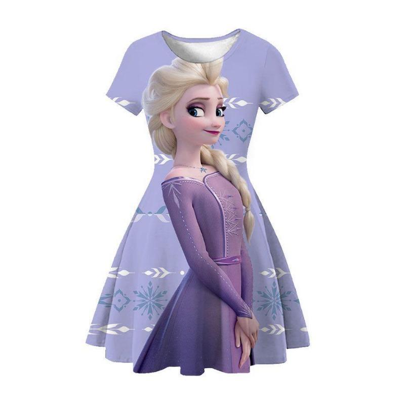 Children'S Skirt Princess Dress 2D Digital Printing Short Sleeve Girls Dress