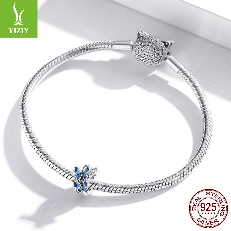 S925 Silver Blue Butterfly Beads - Romantic Spring DIY Accessory SCC1731