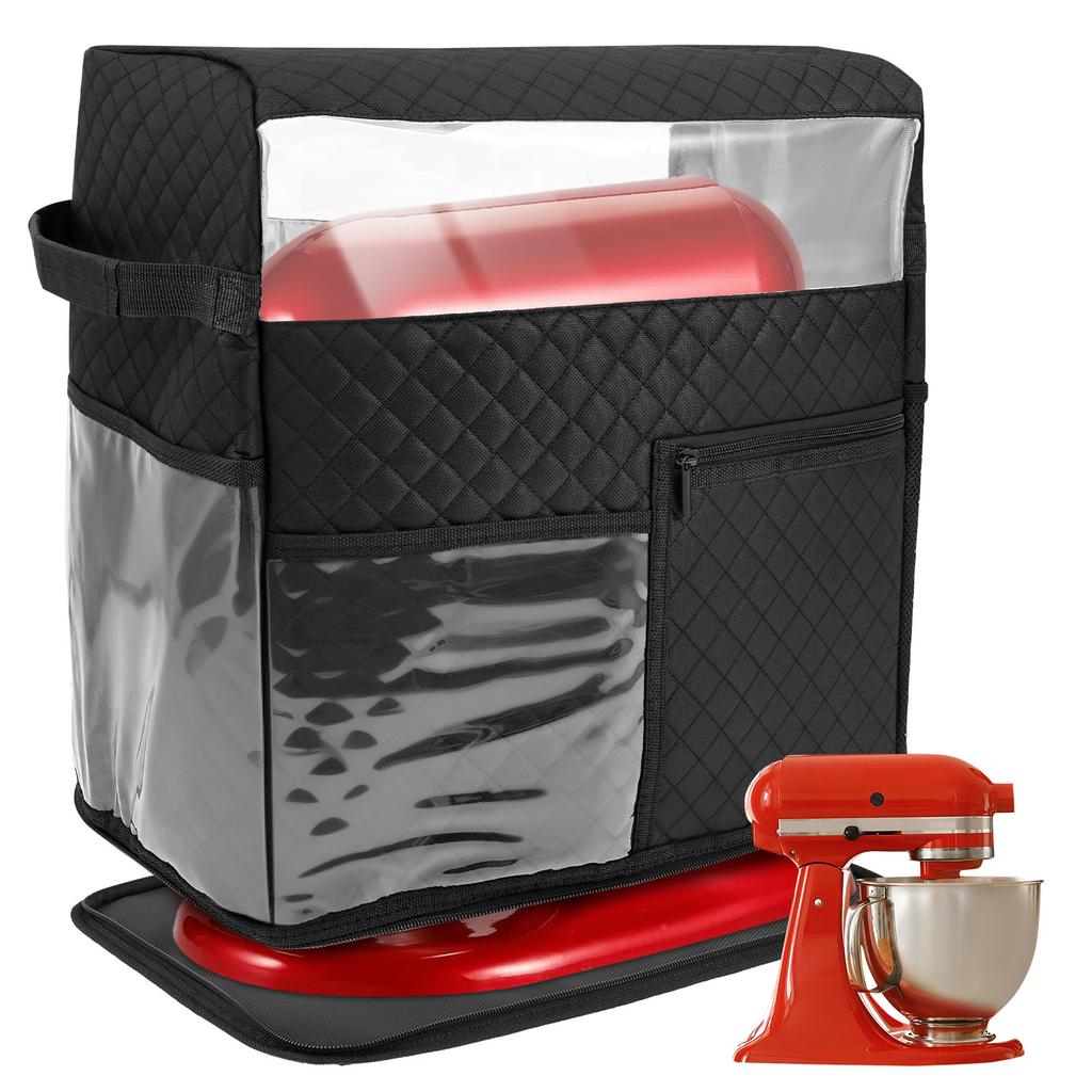 Stand Mixer Cover with Detachable Appliance Sliding Mat Compatible for 5/4.5 Quart Tilt Mixer with Multiple Pocket for Kitchen