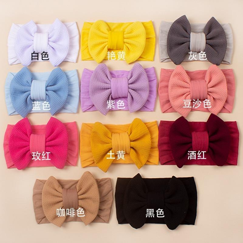 New children's threaded headgear, baby candy-colored nylon bow headscarf, summer baby headband