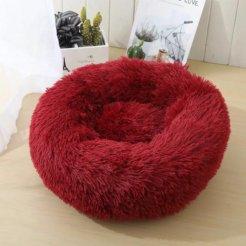 Okrągły pluszowy szczeniak Sfinks łóżko dla kota głębokie spanie legowiska dla kotów Gotas Katten Kedi Garfield Nest Sofa mascotas Materiały Produkty