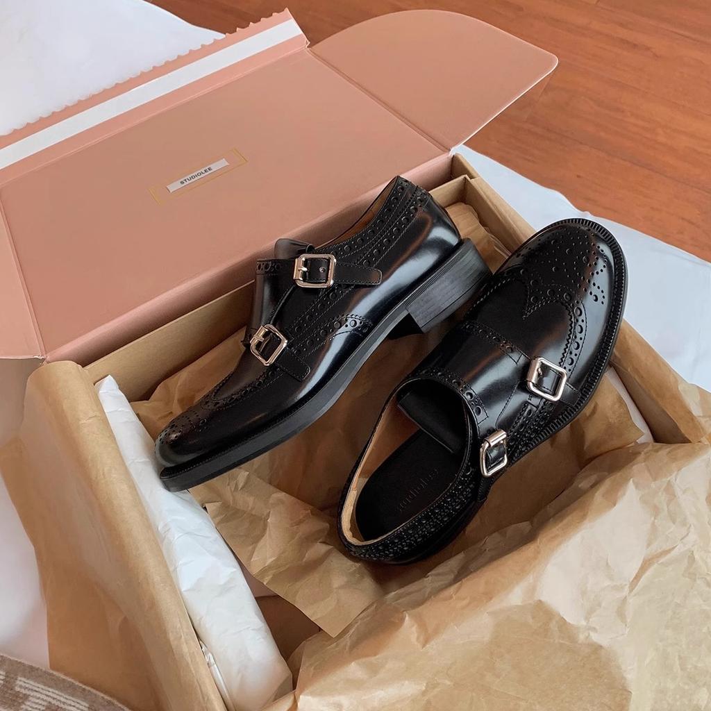 High-end Cowhide Version~ British Retro Exquisite Carved Baroque Single Shoes Mengke Leather Shoes Women's Autumn and Winter