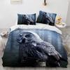 Owl Boys Youth Duvet Cover Set King Queen Cool Black Nighthawk Safari Wildlife Comforter Cover Bird Animal microfiber BeddingSet