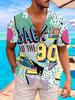 Men's Hawaiian Style Comic Print Short-Sleeve Shirt - Vibrant Summer Beachwear, Casual Polyester Button-Up with Cartoon Explosion Design