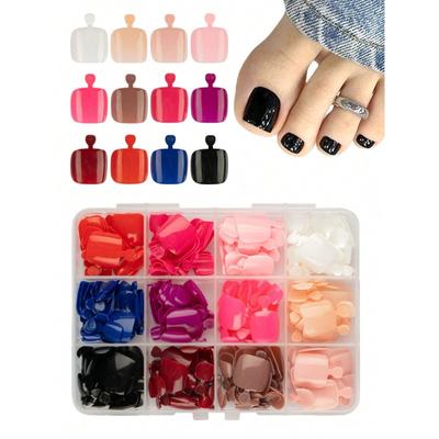 288Pcs Press On Toe Nails Short Square Fake Toe Nails Full Cover, Acrylic False Toenails For Feet,Fake Toenails For Women Decor Nail Supplies