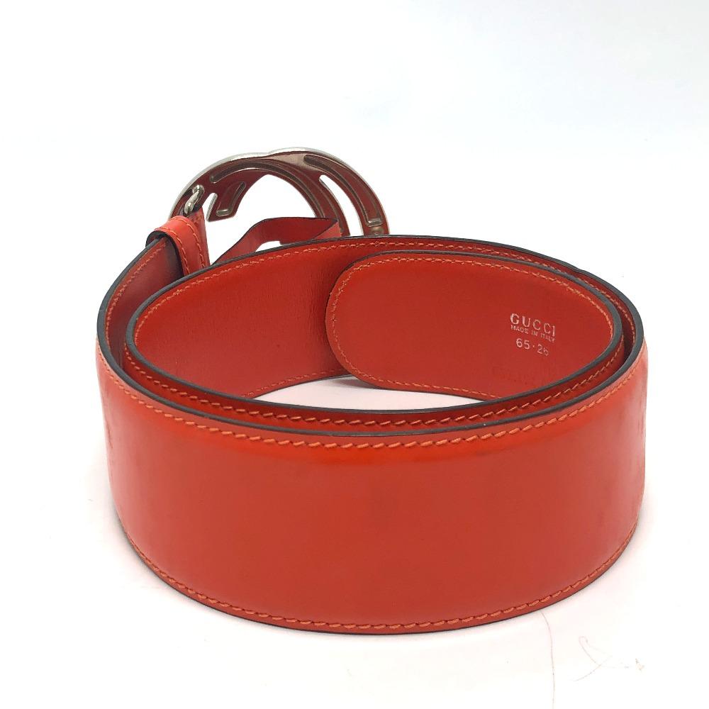 GUCCI 032 194 0979 GG logo Waist belts belt Leather Orange/SilverHardware