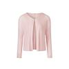 Monplisse [Women'S] Bolero Collarless Pleated Short Cardigan (Pink)