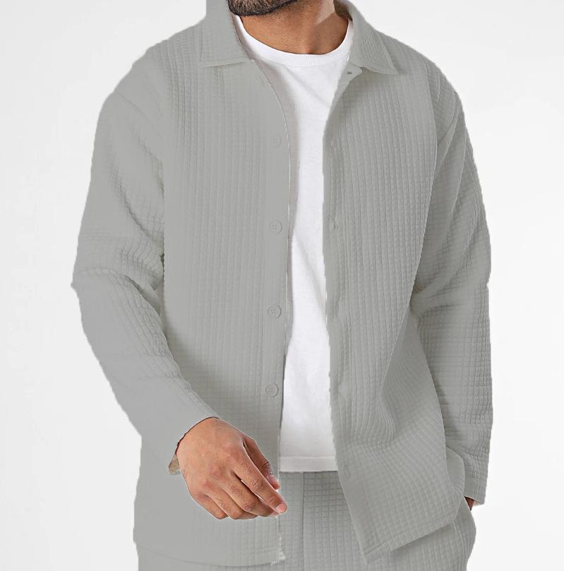 Men's Fashion 2025 Spring/Autumn Wrinkle-Resistant Checked Jacket & Long Pants Set