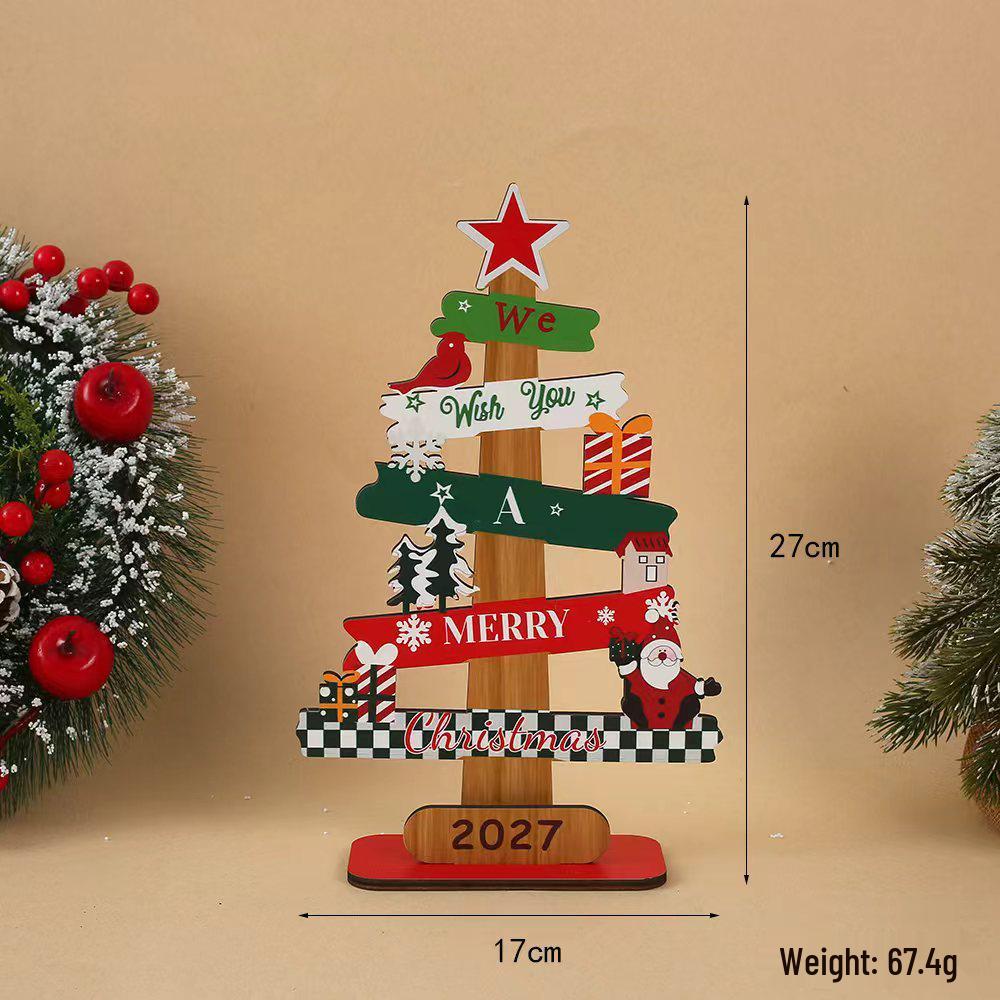 2027 Wooden Christmas Ornament - English Letter Tree Decorations