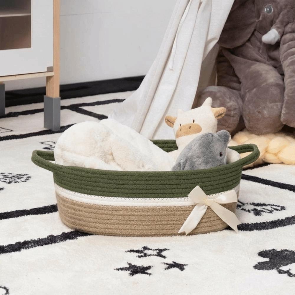 Large Capacity Woven Storage Basket Space Saving Snack Basket Cosmetic Storage Basket Makeup
