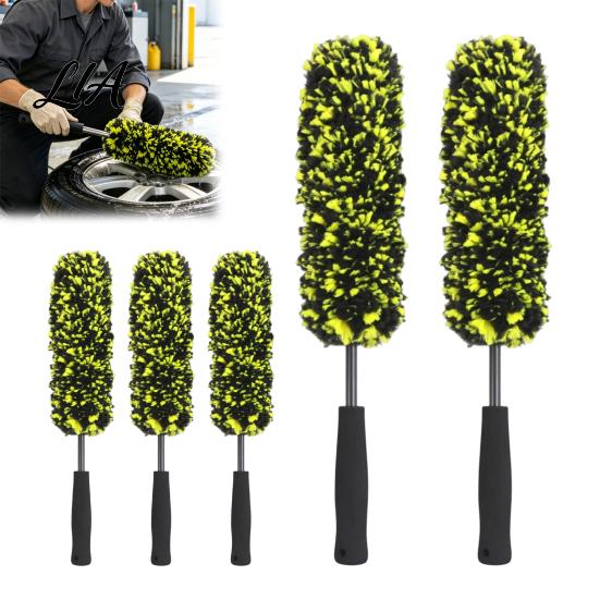 Automotive Detailing Tool 1/2/3Pcs Microfiber Wheel Barrel Brush, No Scratch Car Cleaner with Narrow Gap Cleaning Ergonomic Handle, Tire Rim for Dust