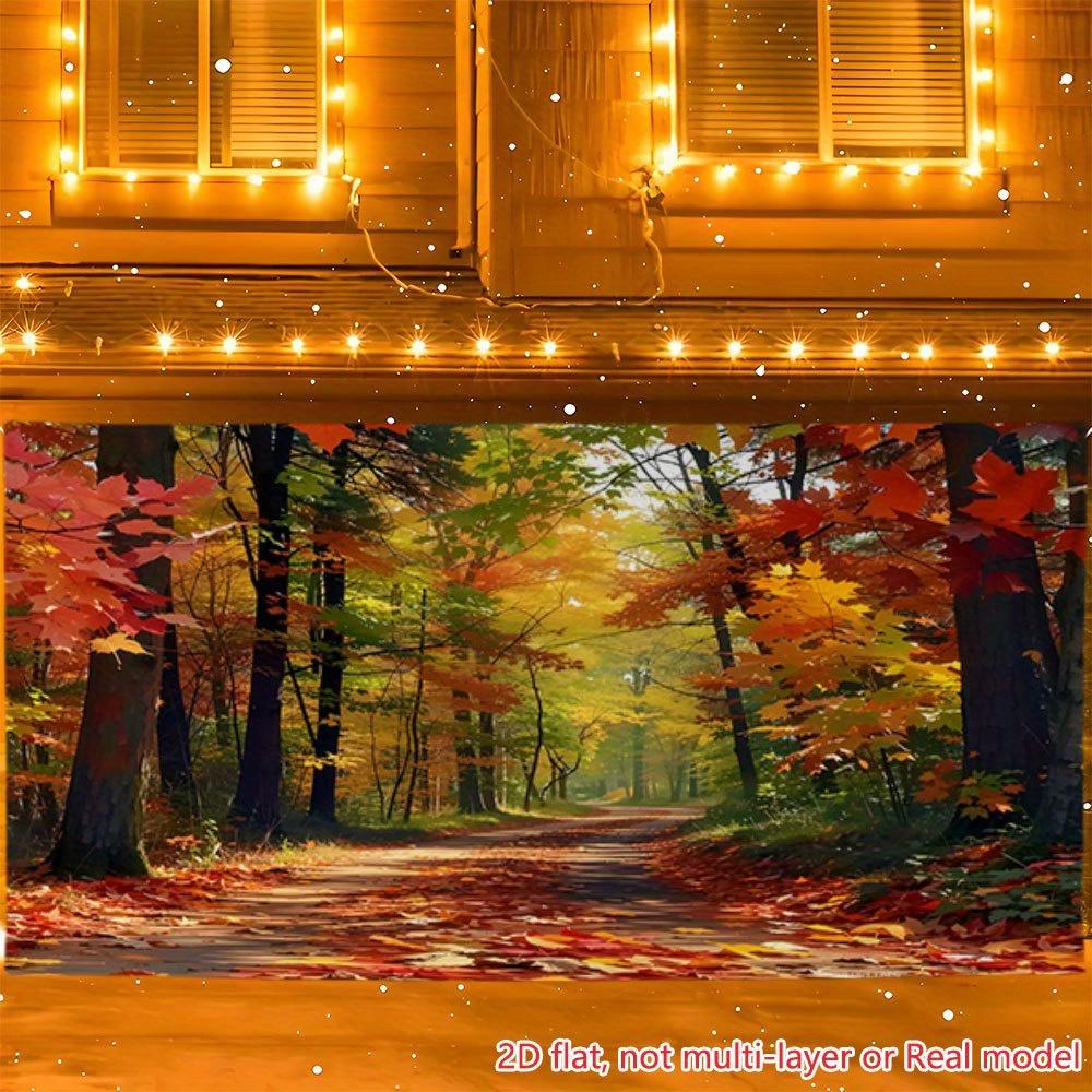 2D plane, 1 piece of autumn forest path background fabric, suitable for party and anniversary decoration