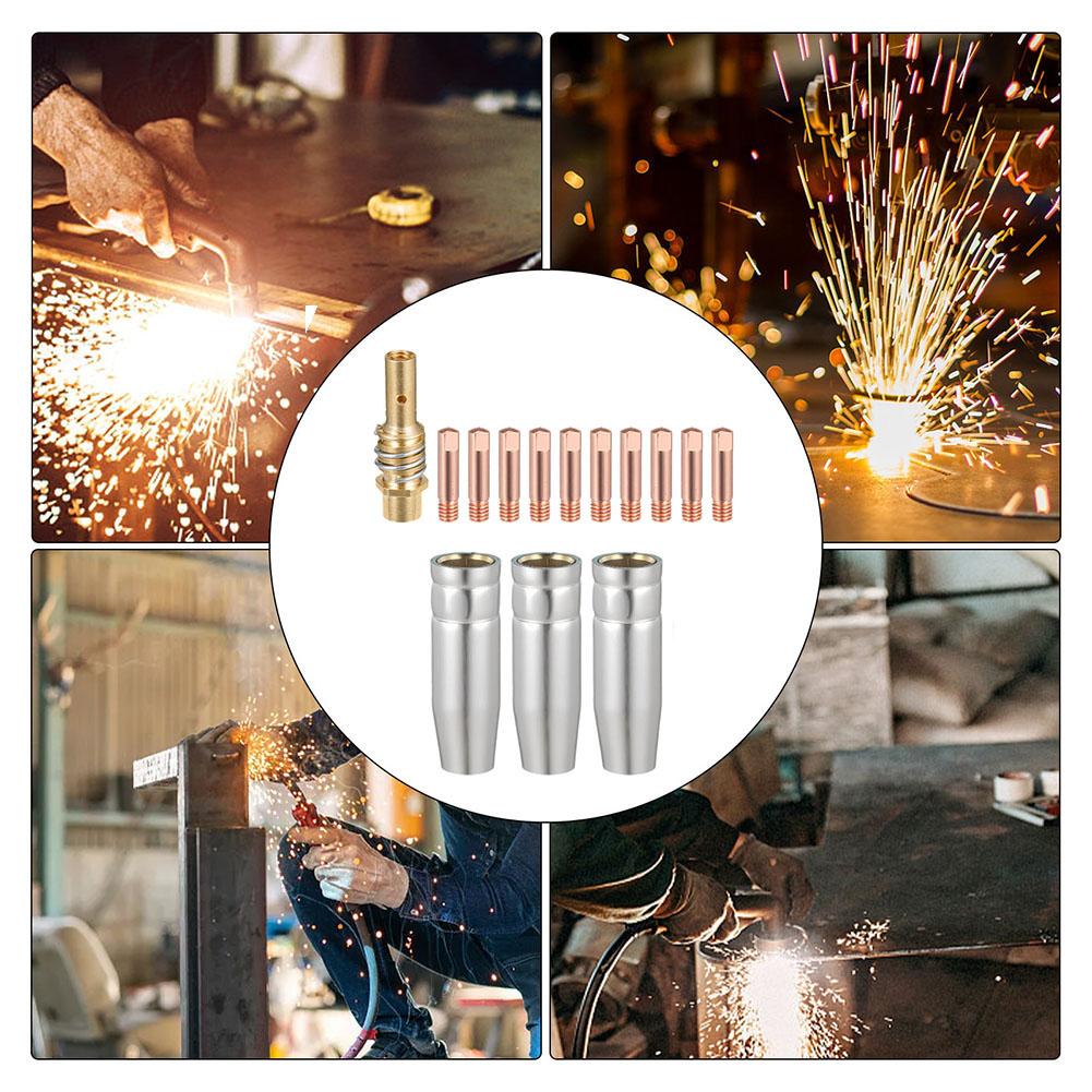 14PCS For MIG Welding Accessories Kit for MAG Torch For 15AK Including Power Nozzles Compatible with AK15 Welding Machines