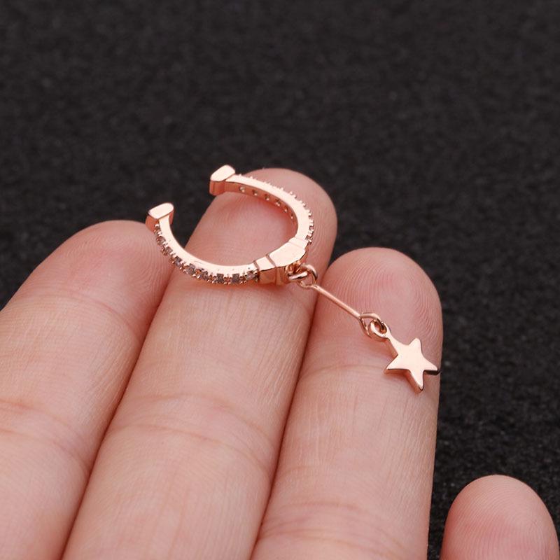 Pendientes colgantes de estrella de circonita microincrustada europea y americana (No se requiere perforación)