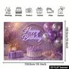 2D Neon Sign Style Purple Happy Birthday Backdrop Banner Party Decoration