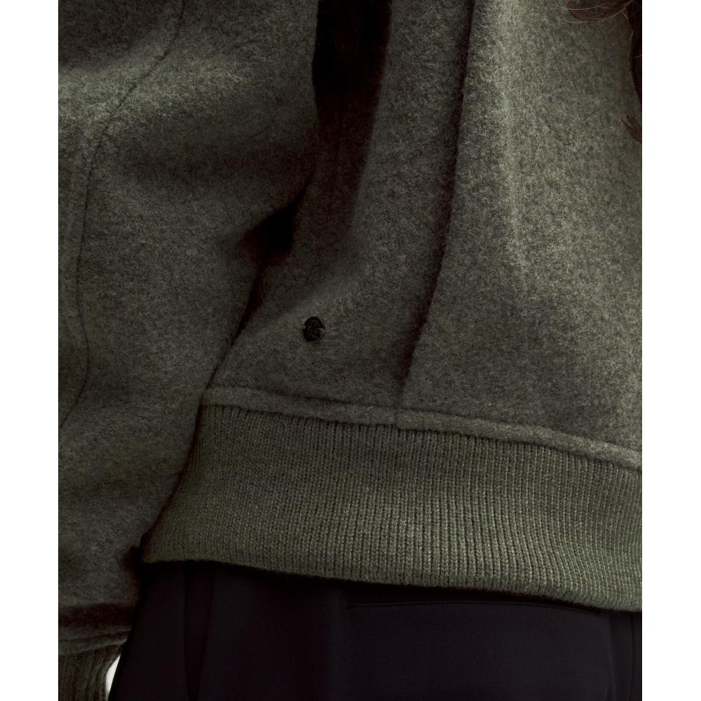 Lululemon Wool Blend Collared Jacket Heathered Olive Brown