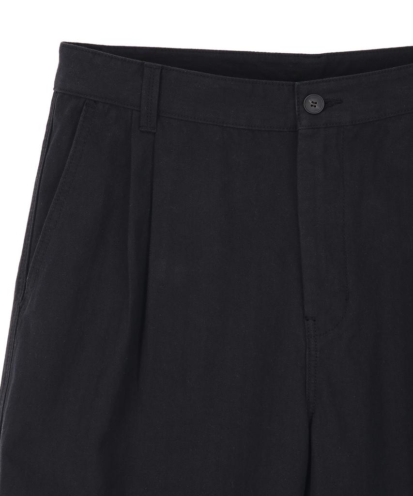 IL CORSO Herringbone Two-Tuck Wide Chino Pants Black