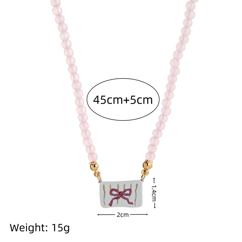 Ceramic Love Star Necklace Small Flower Tai Chi Color Printed Pendant 14K Fresh And Sweet
