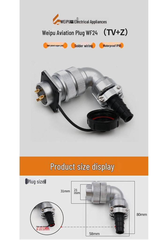 Weipu Waterproof 12-Pin 90° Aviation Power Connector Socket