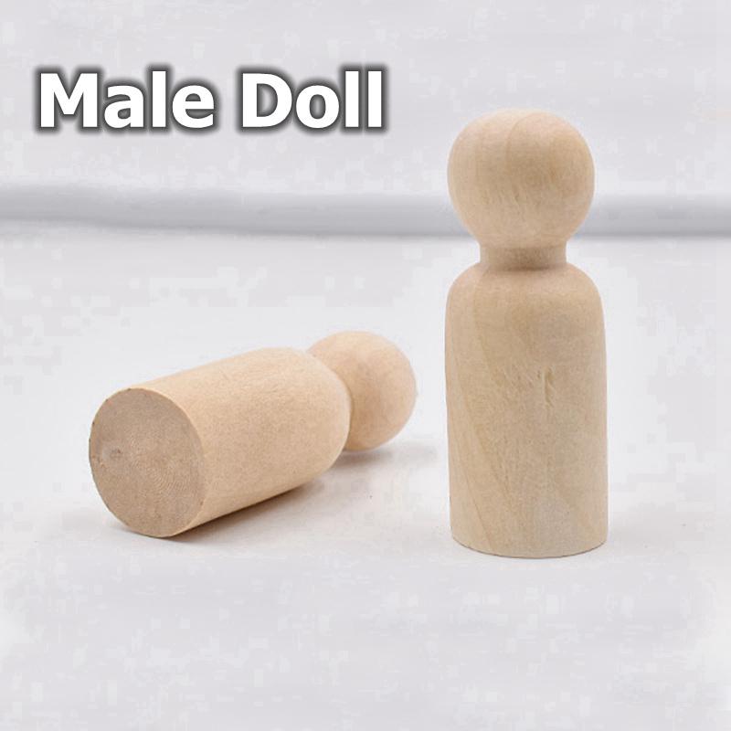 2pcs/5pcs Male/Female Doll Natural Wood Eco-friendly 35mm 43mm 55mm 65mm 75mm 90mm 120mm for DIY Crafts Woodcraft Jewelry Making Accessories