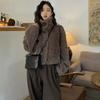 Women Winter Vintage Warm Lambswool Coats Fashion Padded Cotton Outerwear Stand Collar Cropped Jacket
