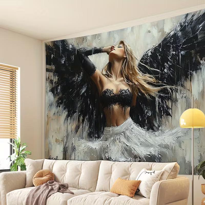 2D Modern Art Fallen Angel Tapestry Cloth Sexy Woman Decor