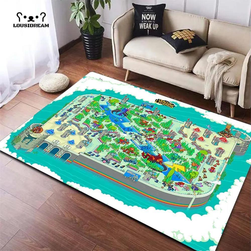 3D Middle Earth Map Large Carpet Rug for Home Living Room Bedroom Sofa Doormat Decor Vintage Fantasy Floor Mat for Library Study