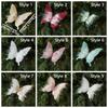 Clip-On Christmas Butterfly Ornaments Flocking Finish Xmas Butterfly Clip Decor  Holiday Party