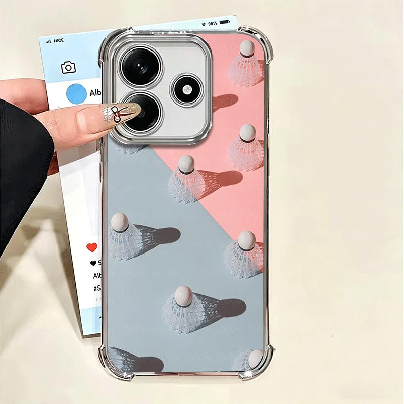 Badminton Sport Plating Phone Case For Xiaomi Poco X5 X6 X7 X8 Pro Max F8 Ultra F7 M8 M7 M5S Redmi 15C 15 14C 13C 13 X3 12C F6