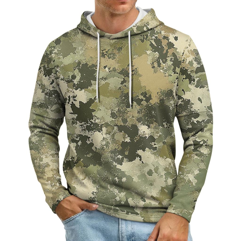 Men's Loose-fitting Casual Camouflage Print Hooded Sweatshirt