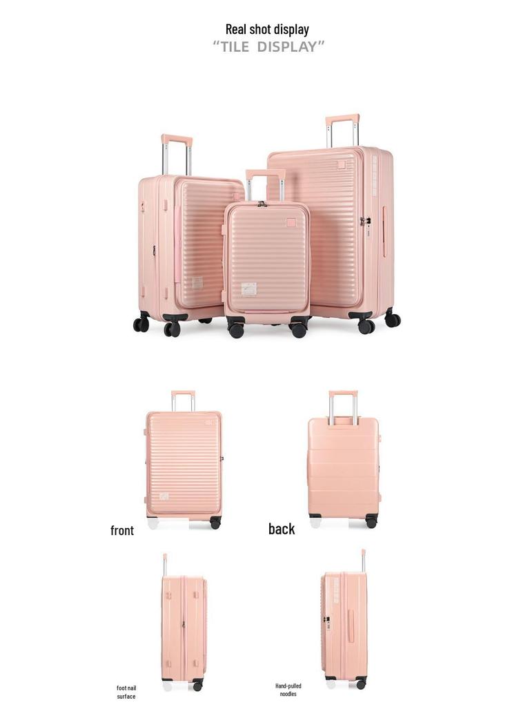 20-inch Front-Opening Trolley Suitcase with Universal Wheels and Password Lock