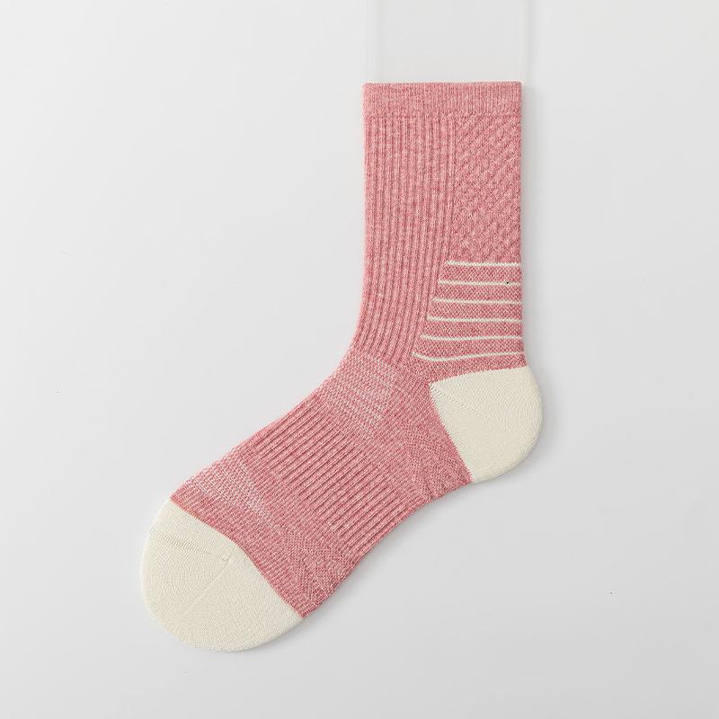 Women's Head Sports Socks, Color-blocking Mid-calf Socks, Towel Bottom Sweat-absorbing and Odor-proof Socks, Boneless Corset, Yoga and Running Socks